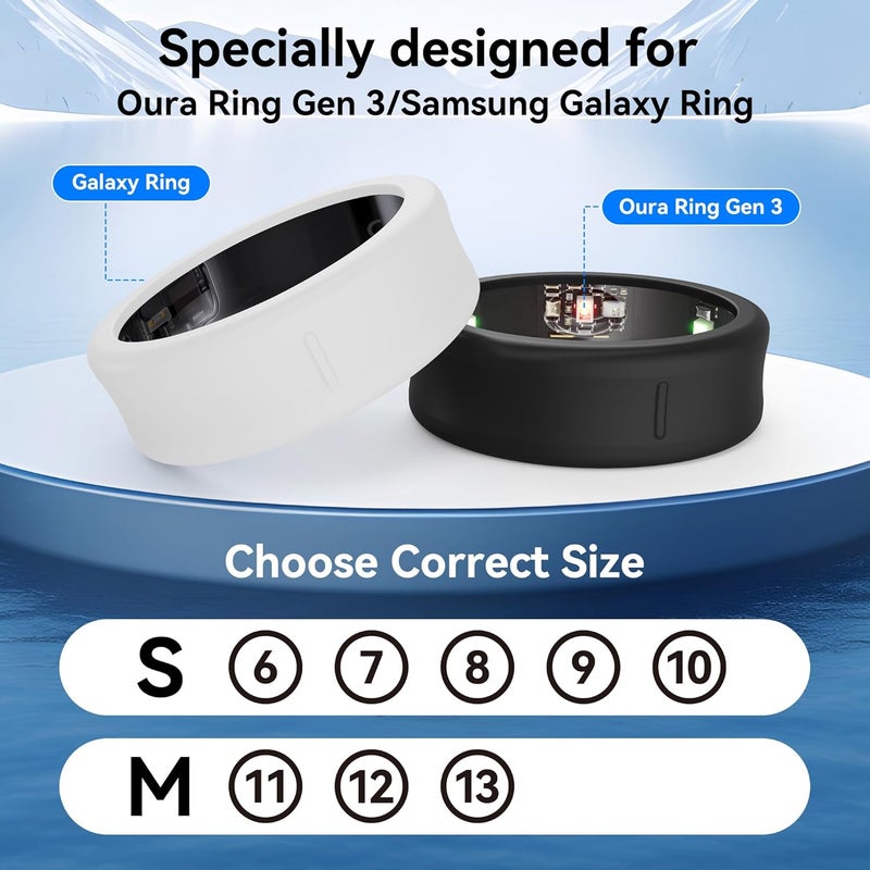 Dr.DJ [4 Pack Ultra -Thin Silicone Cover for Oura Ring Gen 4/4 Ceramic, Oura Ring Gen 3, Protector for Samsung Galaxy Ring/RingConn/for UltraHuman Ring AIR Sizing Kit, S (White/Black/Blue/Transparent) - Image 2